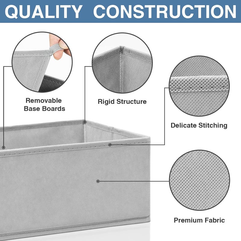 Criusia Drawer Organizer Clothes 12 Pack, Dresser Organizer for Nursery Bedroom Closet Organization and Storage - Baby Clothes Organizer Bins - Drawer Divider for Sock Underwear Bra Ties (Grey) - Image 5